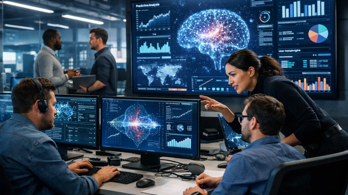 AI data analytics in modern tech company workspace