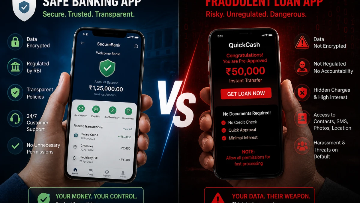 Comparison of secure apps and dangerous loan apps in cybersecurity context