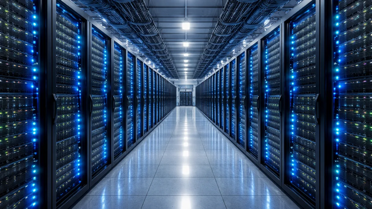 High-tech data center with servers powering internet infrastructure