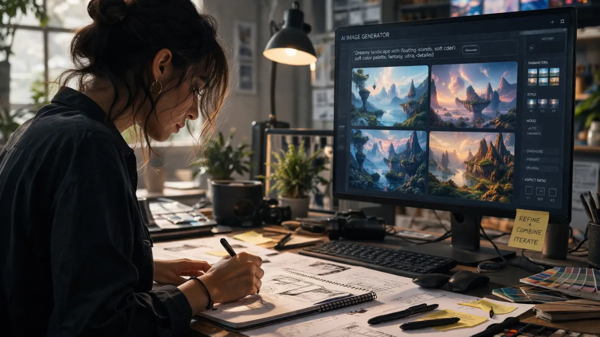 Human creativity vs AI assistance in a modern creative workspace