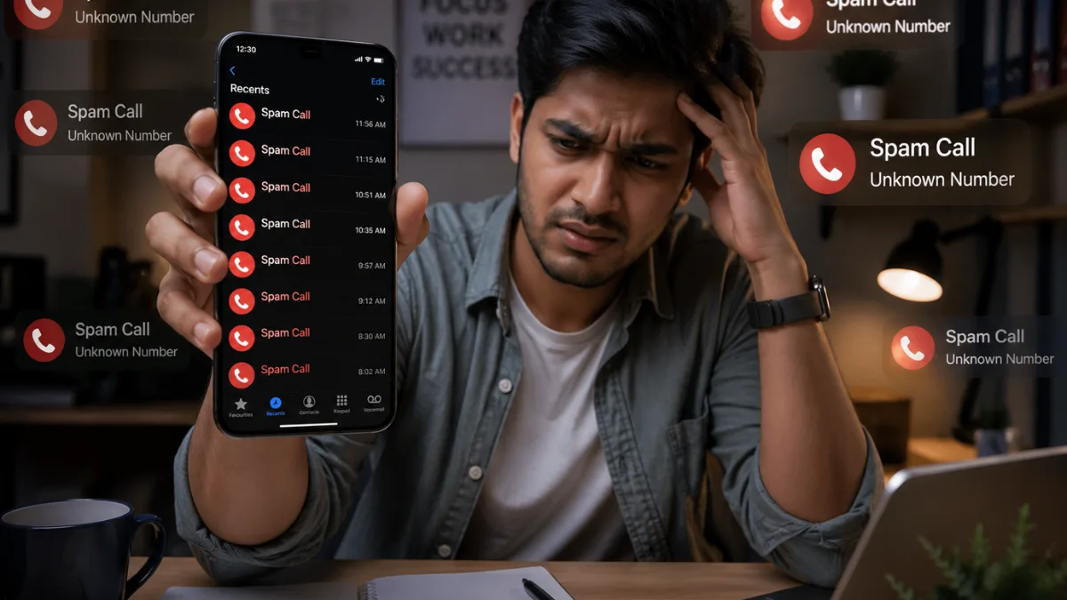 User receiving spam calls in India on smartphone highlighting Technology & Digital Issues