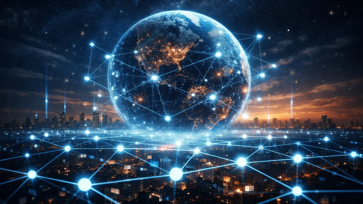 Web3 Future visual showing decentralized global blockchain network