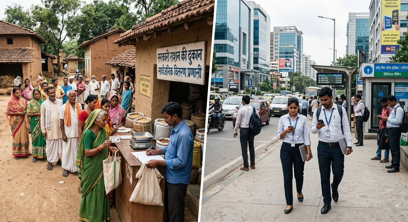 rural vs urban development india showing disparity and policy challenges