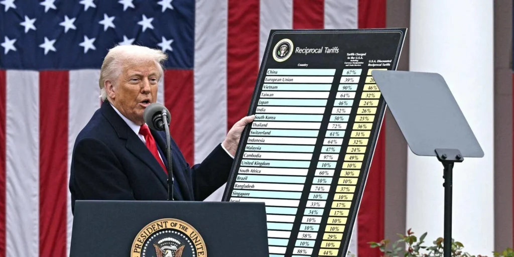 Donald Trump speaks about tariffs during 2025 campaign rally