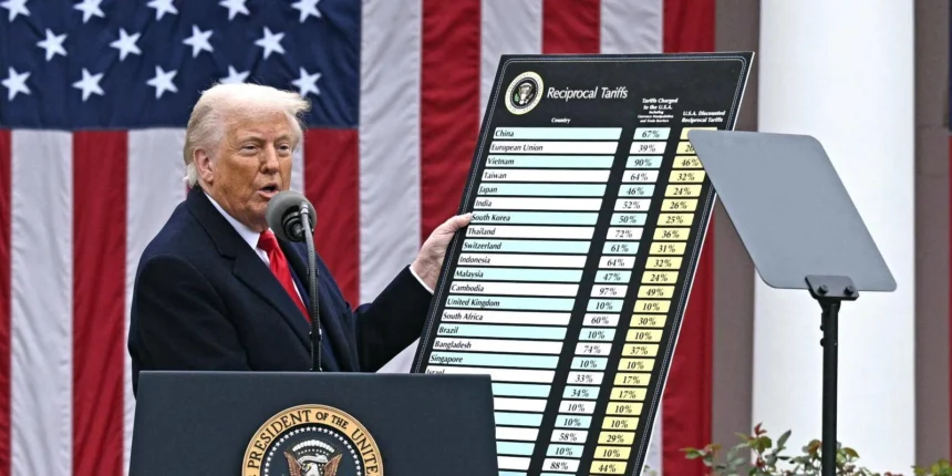 Donald Trump speaks about tariffs during 2025 campaign rally