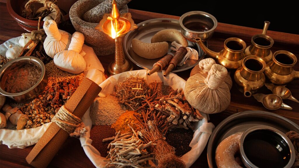 Comparison chart of Ayurveda and modern medicine for chronic disease treatment