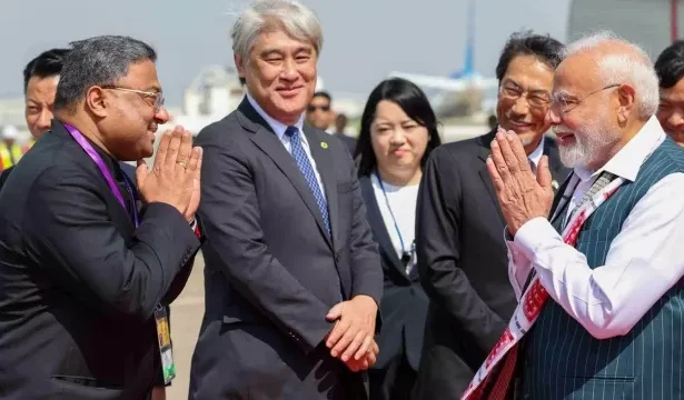 PM Narendra Modi with Japanese Prime Minister Shigeru Ishiba during India–Japan Summit 2025 in Tokyo