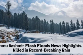 Aerial view of submerged villages during Jammu Kashmir flash floods 2025