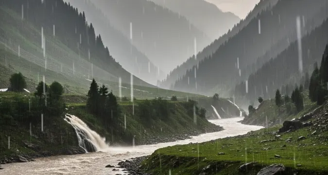 Collapsed bridge after heavy rains in Jammu Kashmir