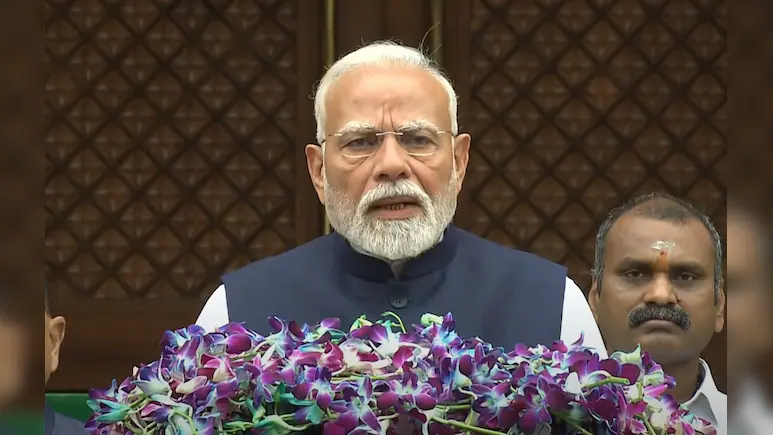 Prime Minister Modi addressing NDA Parliamentary Party meeting in Parliament House, New Delhi