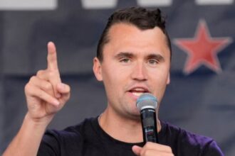 Charlie Kirk speaking at Utah Valley University before assassination