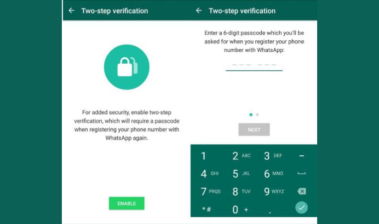 Enabling two-factor authentication on WhatsApp for security