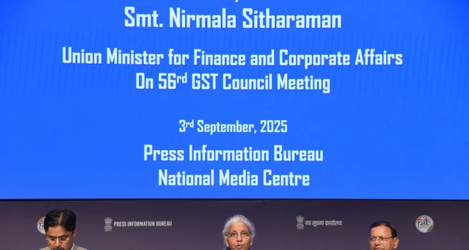 Finance Minister Nirmala Sitharaman announcing GST Council reforms September 2025