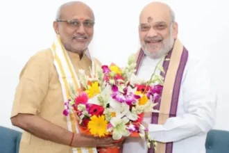 Home Minister Amit Shah meets CP Radhakrishnan following Vice President Election results 2025