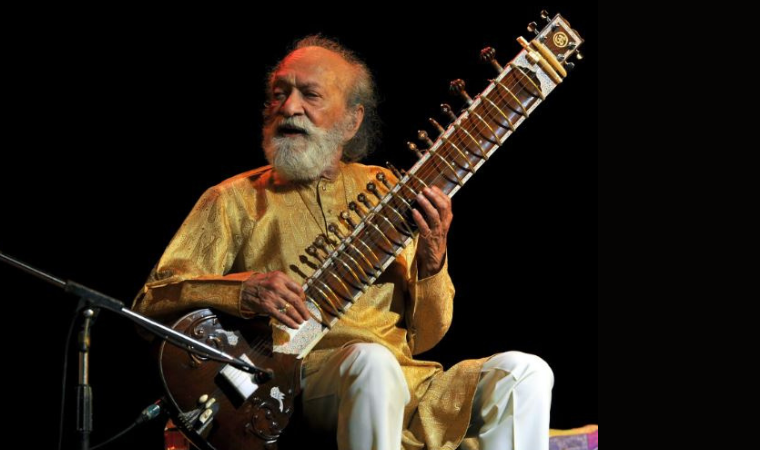 Ravi Shankar performing with sitar, representing Indian classical music