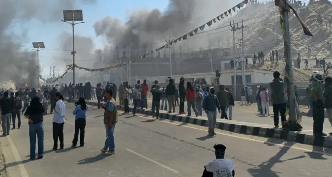 Security forces clash with Ladakh demonstrators during Leh protests