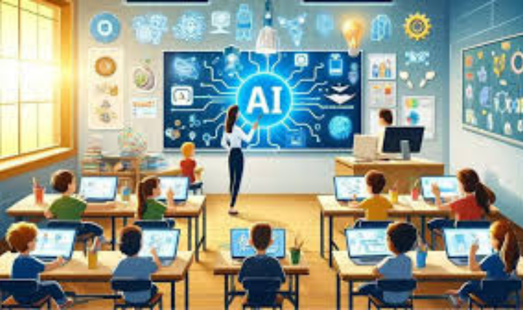 Students learning with AI tools at an online education platform powered by OpenAI