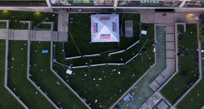Utah Valley University courtyard where Charlie Kirk was shot