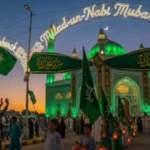 Barawafat procession with devotional poetry and Islamic flags in South Asia