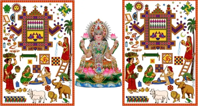 Ahoi Mata image with seven sons and stars worshipped during Ahoi Ashtami