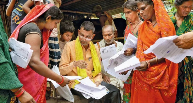Citizens checking their names during the Special Intensive Revision 2025