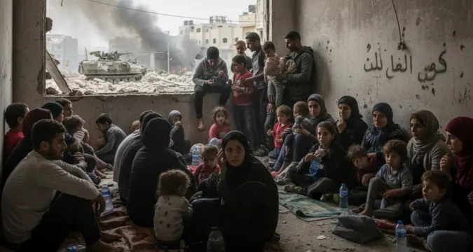 Civilians in Gaza seek shelter during Israeli military operations following ceasefire violations