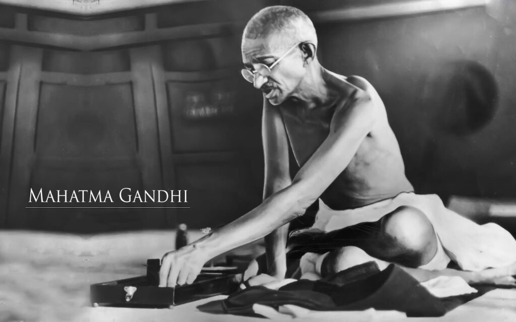 Mahatma Gandhi, symbol of self-reliance.