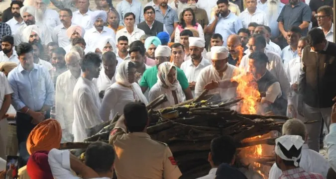 IPS officer Y Puran Kumar’s daughters performing last rites in Chandigarh