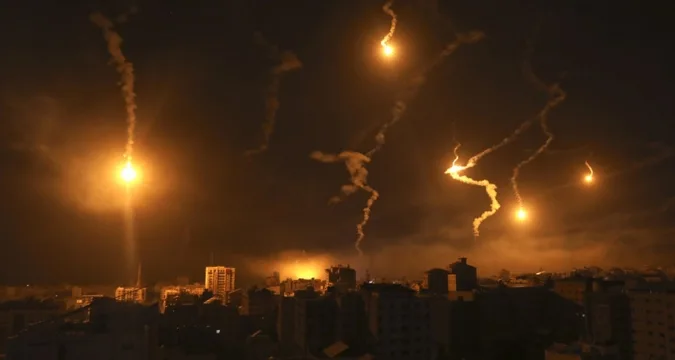 Israeli airstrikes light up the night sky over Gaza City after Netanyahu’s order for powerful strikes