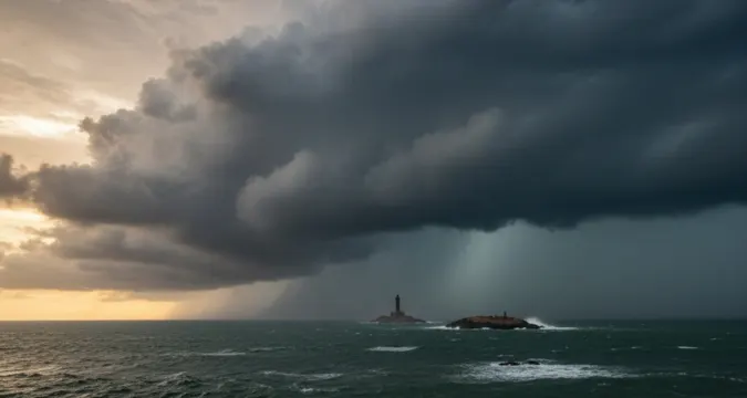 Monsoon clouds over Arabian Sea near Kanyakumari