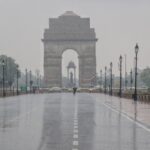 Cloud-seeding aircraft flying over Delhi skies to induce artificial rain.