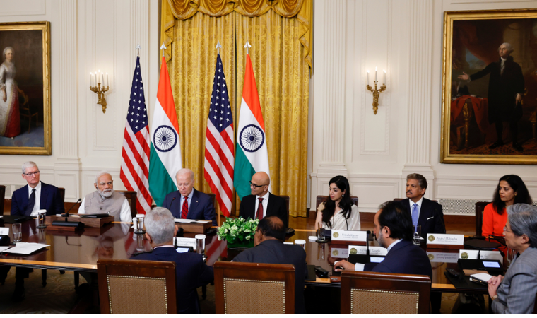 Representatives discussing AI policy cooperation.