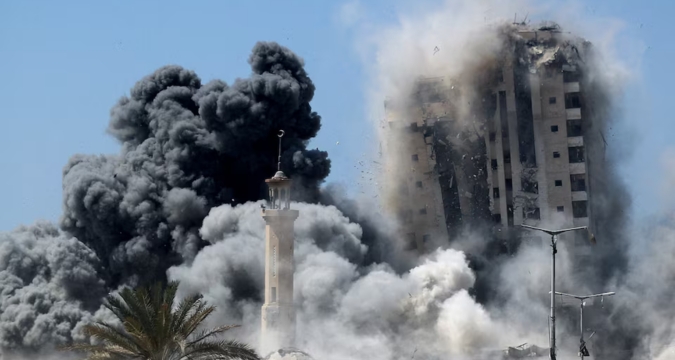 Smoke rising above Gaza City after air strikes