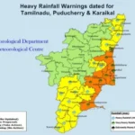 South India weather forecast map showing heavy rain zones