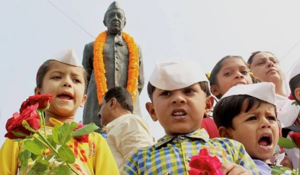 Children celebrating Children’s Day in Indian school