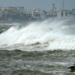 High waves and storm surge hitting Indian coastline during Cyclone Ditwah
