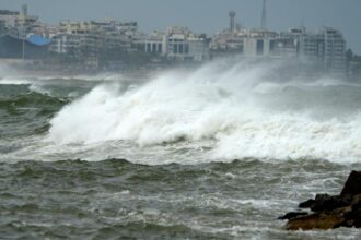 High waves and storm surge hitting Indian coastline during Cyclone Ditwah