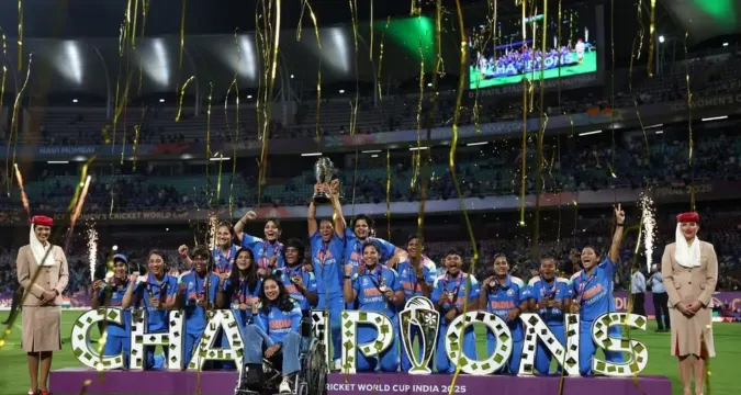 Indian women cricketers celebrate first-ever World Cup title win in Mumbai