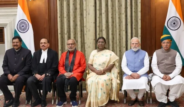 Justice Surya Kant during his swearing in ceremony attended by national leaders in New Delhi