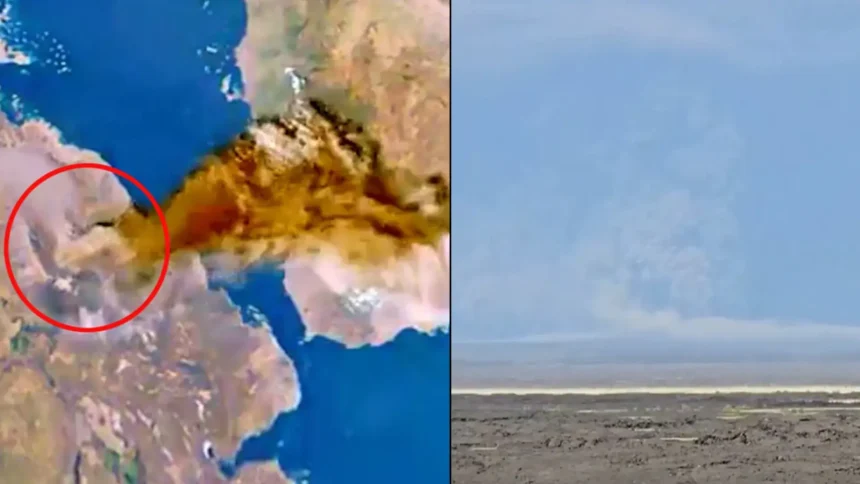 Satellite image showing volcanic ash from Ethiopia moving toward India (1)