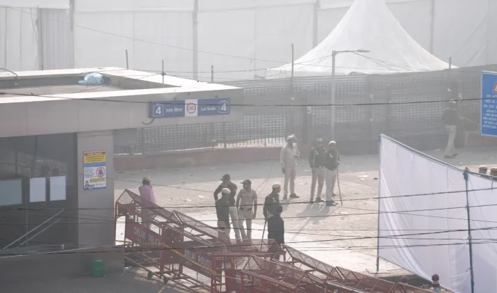 Security and forensic teams inspect Red Fort blast site near Lal Quila Metro Station after Delhi explosion