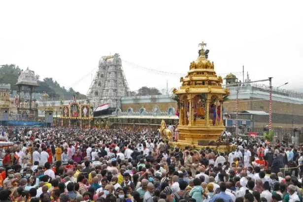Devotees gather outside the Venkateswara Swamy Temple in Srikakulam after the tragic Andhra Pradesh temple stampede that claimed nine lives.