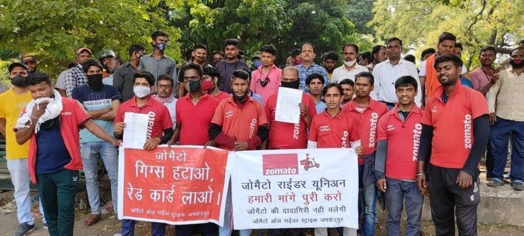 Gig workers protest in India 2025 demanding fair wages and social security rights