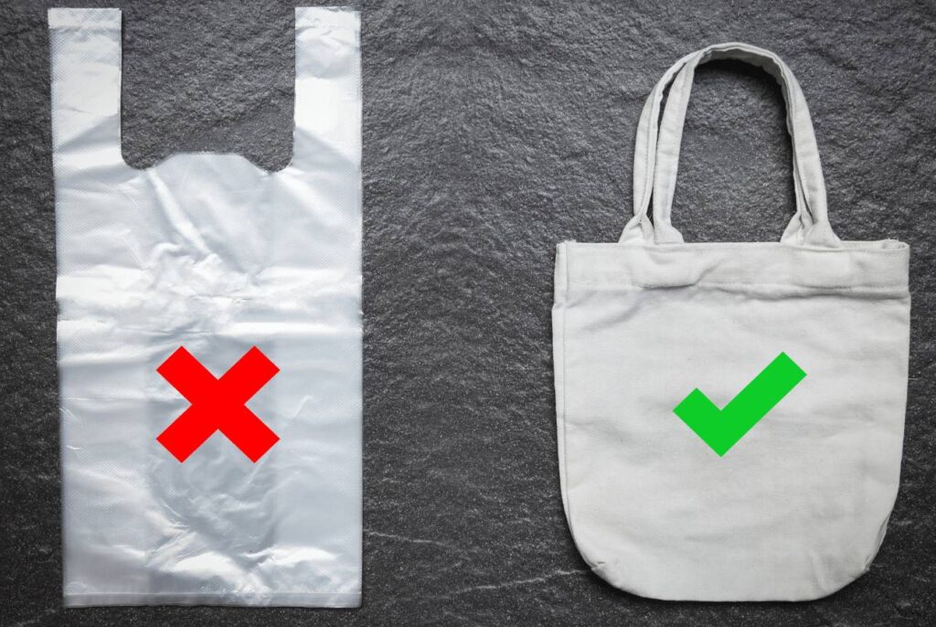 Using cloth bags instead of plastic bags to prevent plastic waste