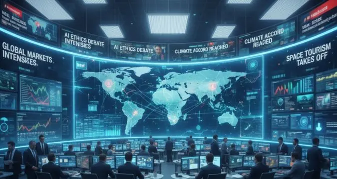 Artificial Intelligence influencing global news, policy debates, and technology headlines