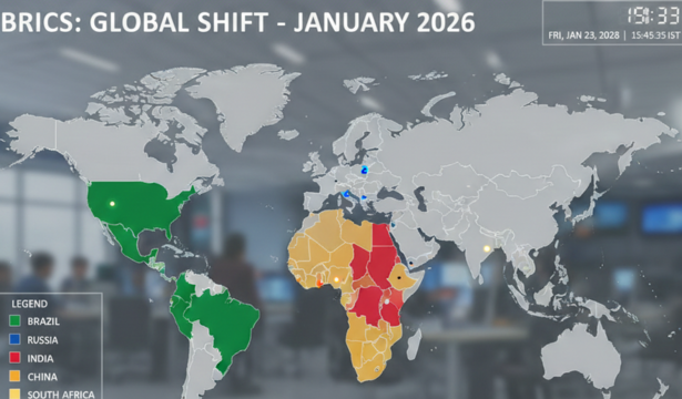 BRICS countries represented on world map