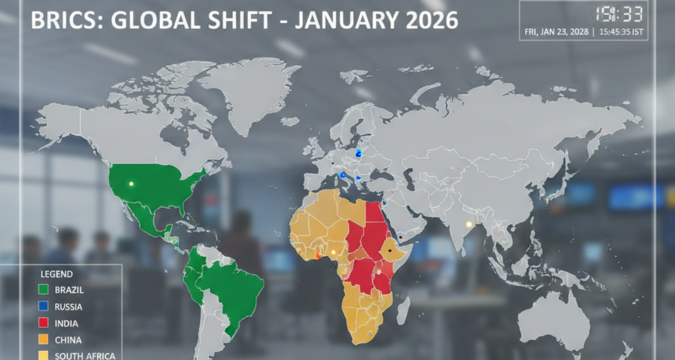 BRICS countries represented on world map