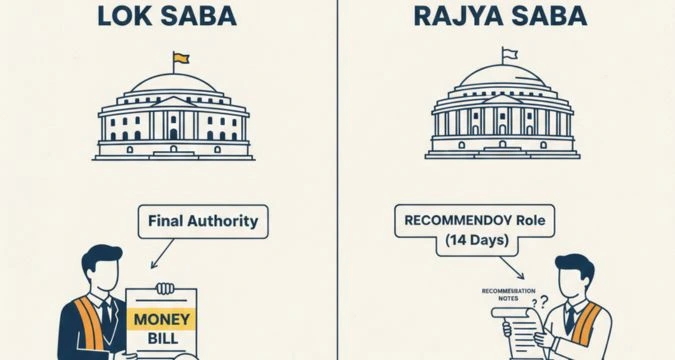 Difference between Lok Sabha and Rajya Sabha powers in Money Bill
