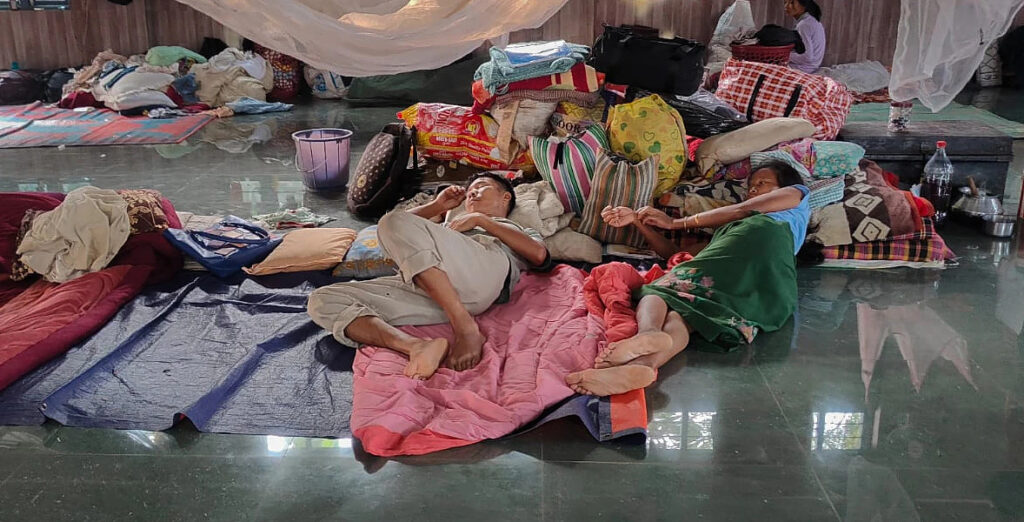 Displaced families living in relief camp during Manipur unrest