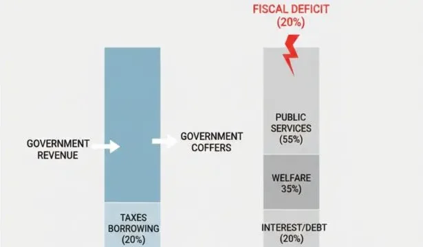 Fiscal deficit explained through government budget flow